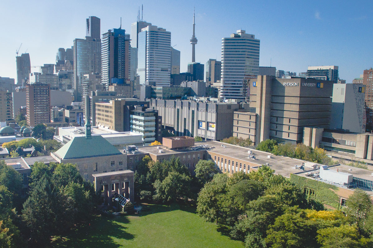 Aerial view of the Quad on the Ryerson campus.
